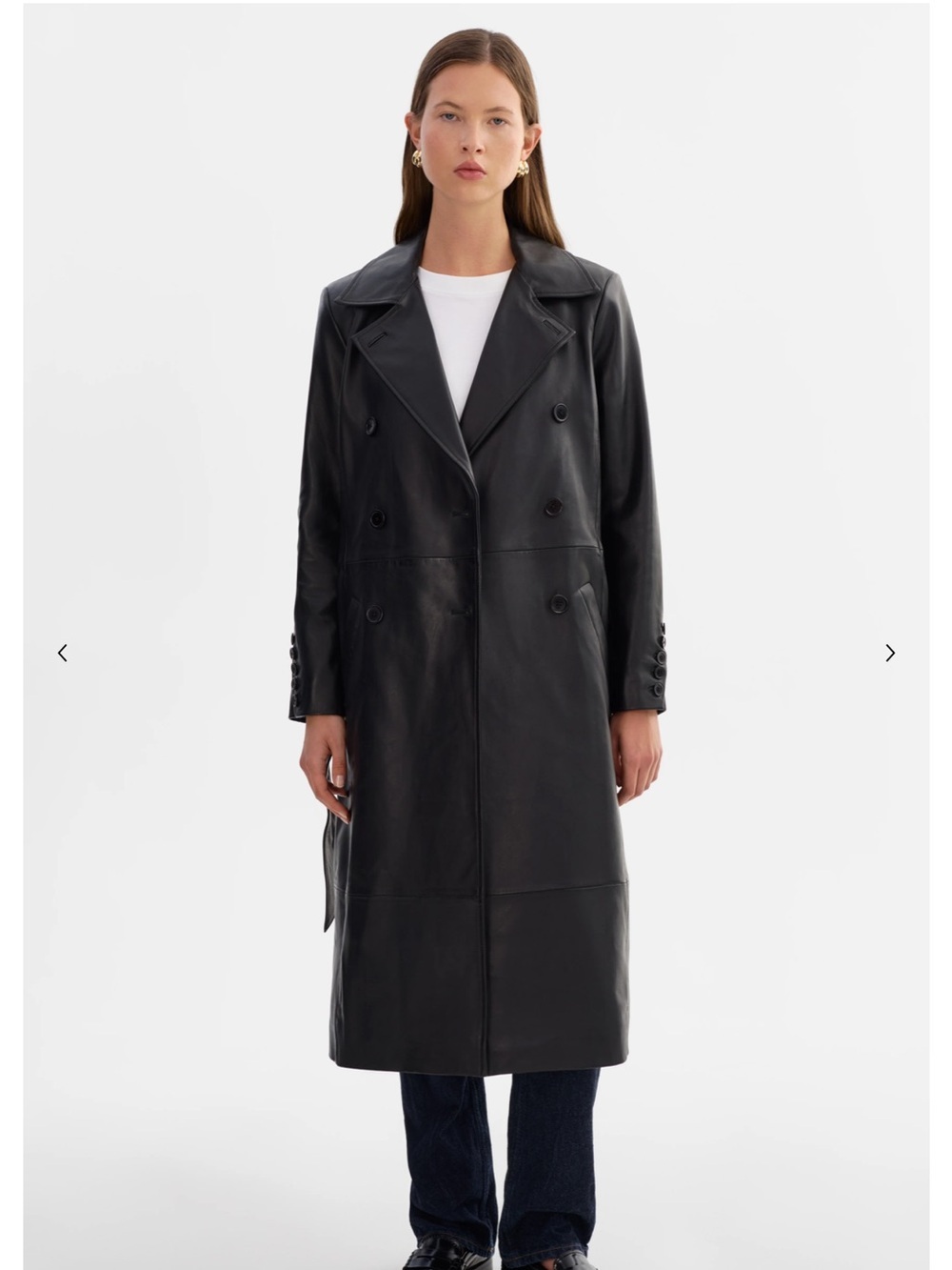 Lamarque Black Erma Leather Trench Coat Sz L